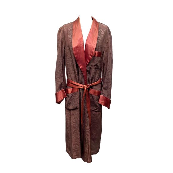 1950s State-O-Maine Luxury Brocade Satin Mens Smoking Robe - Picture 1 of 4